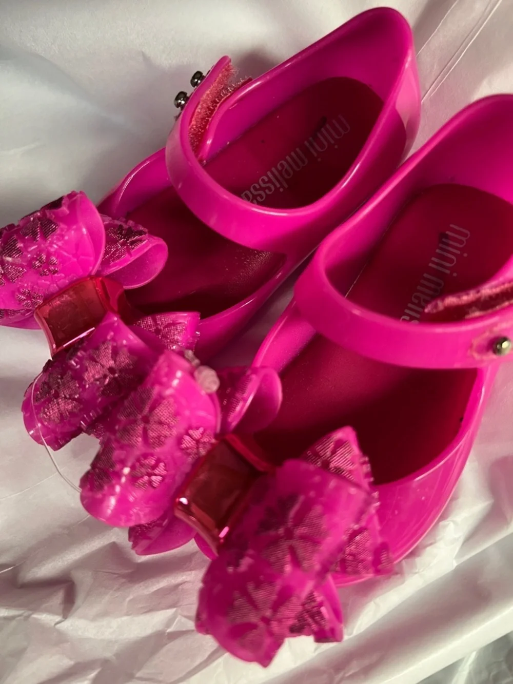 Mini Melissa Ultra Girl size 5 Pink Girls' Jelly Mary Janes with Bow Accent